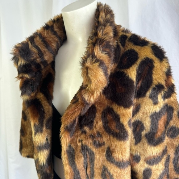 LAUNDRY BY SHELLI SEGAL FAUX FUR BOLERO JACKET ANIMAL PRINT BROWN  COAT ONE SIZE - Picture 9 of 14